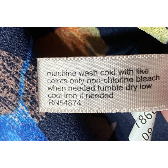 The Limited Top Womens Medium Navy Blue Floral Print Long Sleeve Artsy Boho - Picture 7 of 8